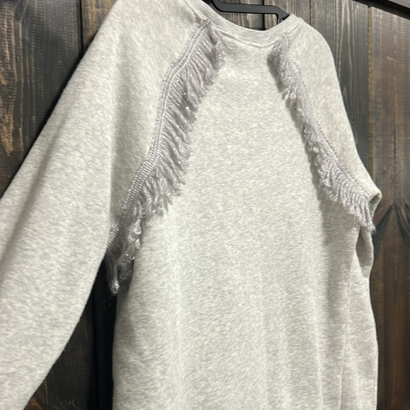 KOCH Sweater Size S Grey Fringe Boho Soft Cotton Blend Holiday Metallic - Picture 8 of 11